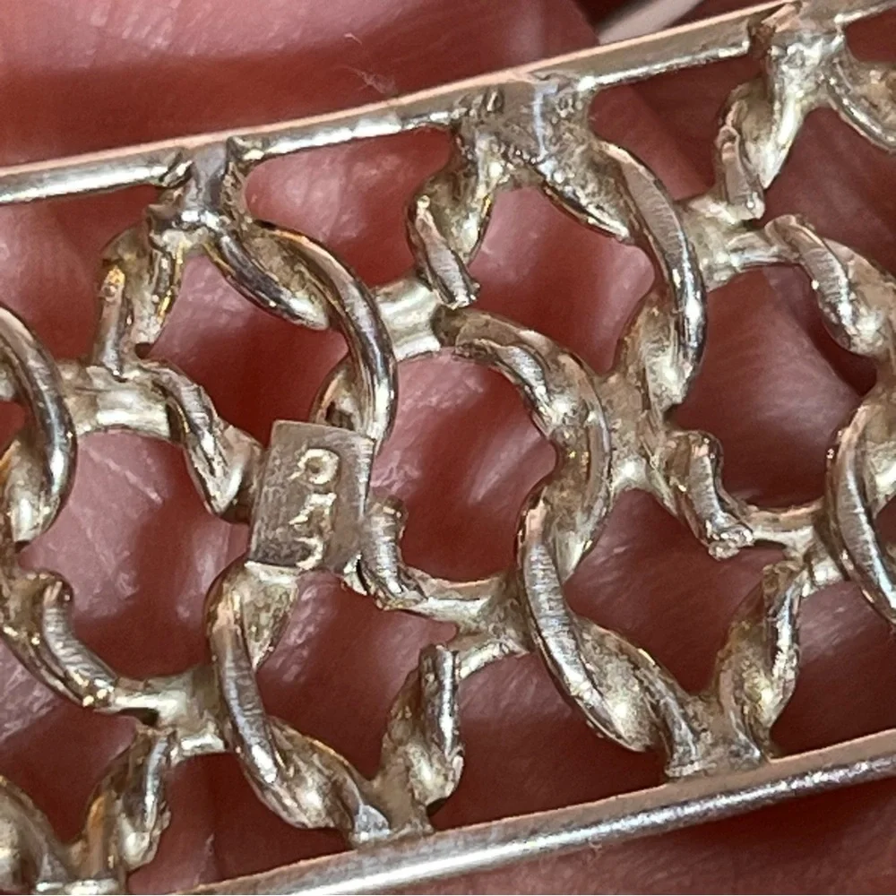 Vintage .925 sterling silver southwestern Woven Wide cuff Bracelet